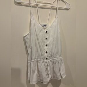 Express Ivory Button-Front Playsuit